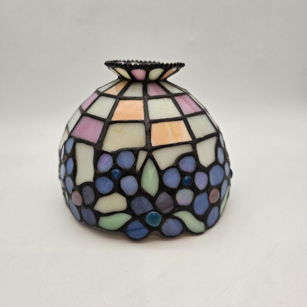 PartyLite Hydrangea Stained Glass Tiffany Style Tea Light Lamp TOP 5.5" ONLY